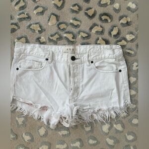 We The Free White Frayed Jean Shorts